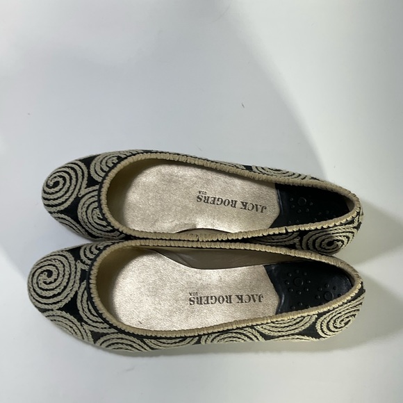 Jack Rogers Flats Black Fabric Upper Tan Cord Wrapped Design Leather Soles - Picture 16 of 16